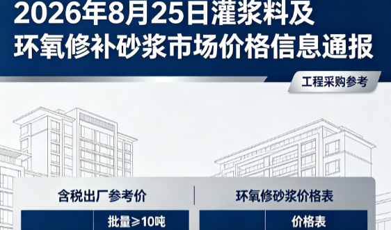 魏都2026年8月25日灌浆料及环氧修补砂浆市场价格信息通报